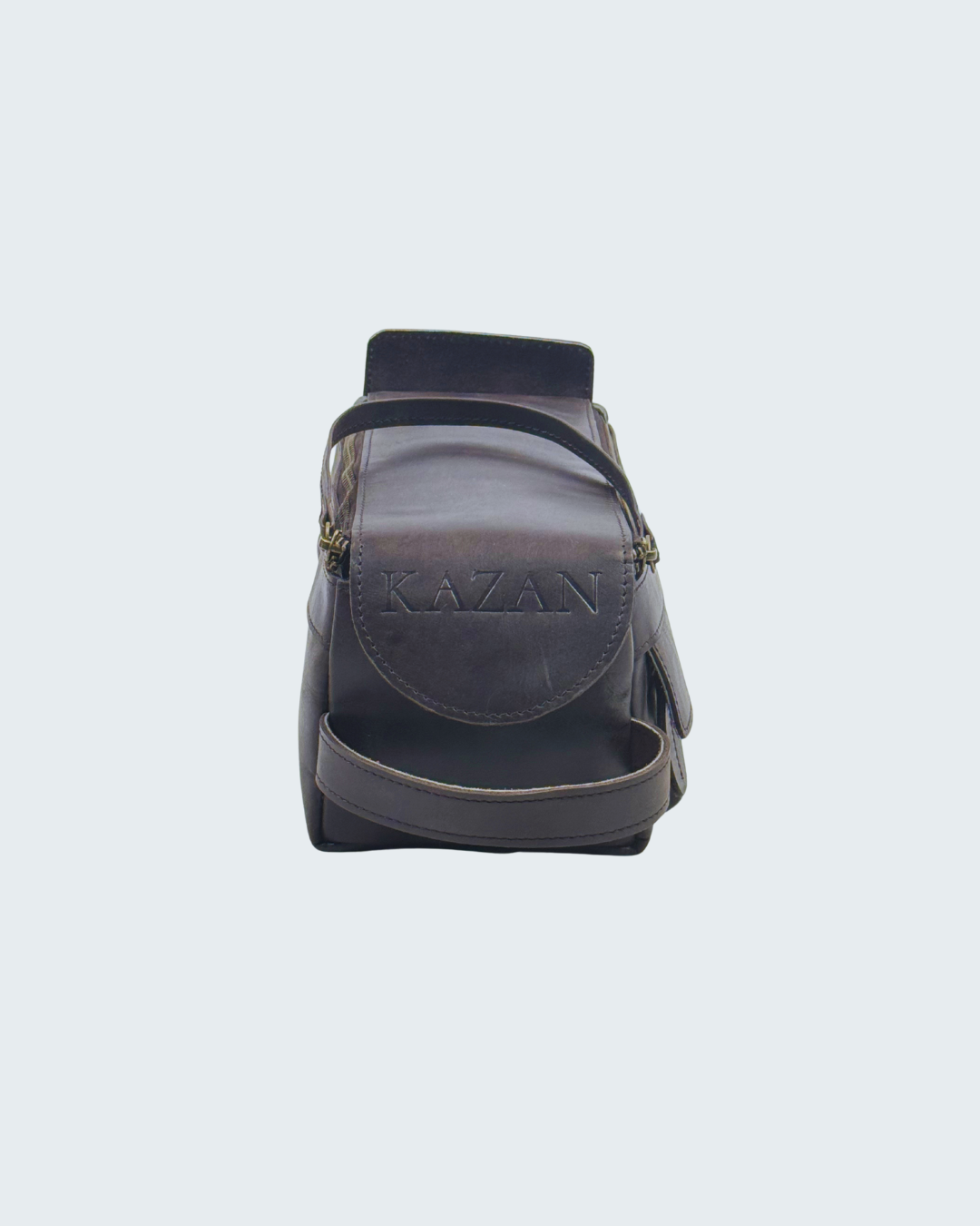 Edle Kulturtasche aus echtem Leder in braun 