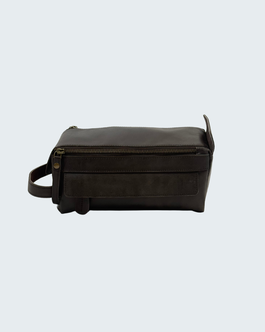 edle Kulturtasche aus echtem Leder in braun